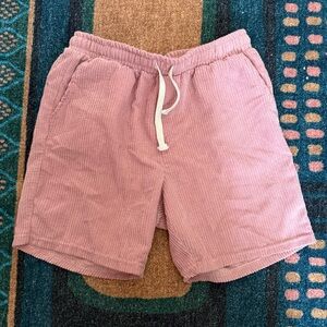 Pink Corduroy Shorts with Drawstring